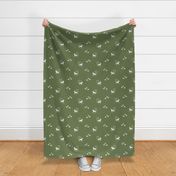 hunting scene olive green