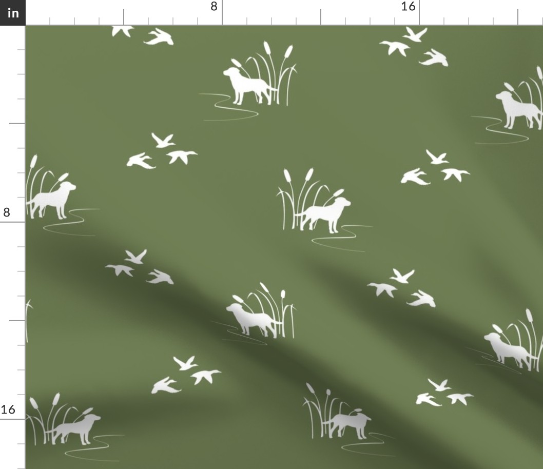 hunting scene olive green