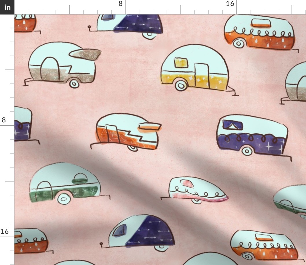 Retro camping  pink large