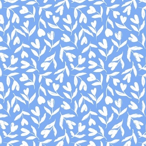Heart flowers ( white on blue)