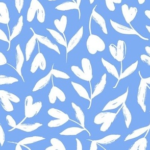 Heart flowers ( white on blue)