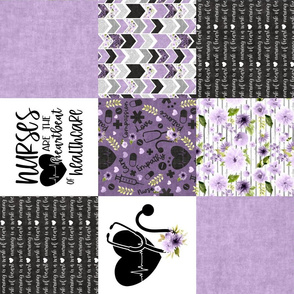 Nurse//Purple - Wholecloth Cheater Quilt - Rotated