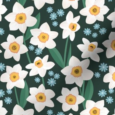 Spring daffodil garden flowers sweet colorful daffodils blossom boho nursery yellow green blue white