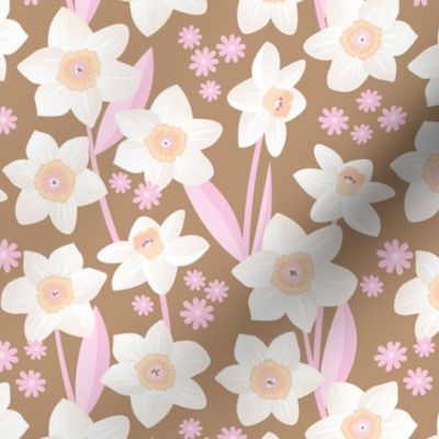 Spring daffodil garden flowers sweet colorful daffodils blossom boho nursery rust peach pink white