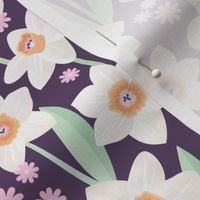 Spring daffodil garden flowers sweet colorful daffodils blossom boho nursery purple mint white pink
