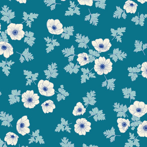 Anemone floral L in teal by Pippa Shaw