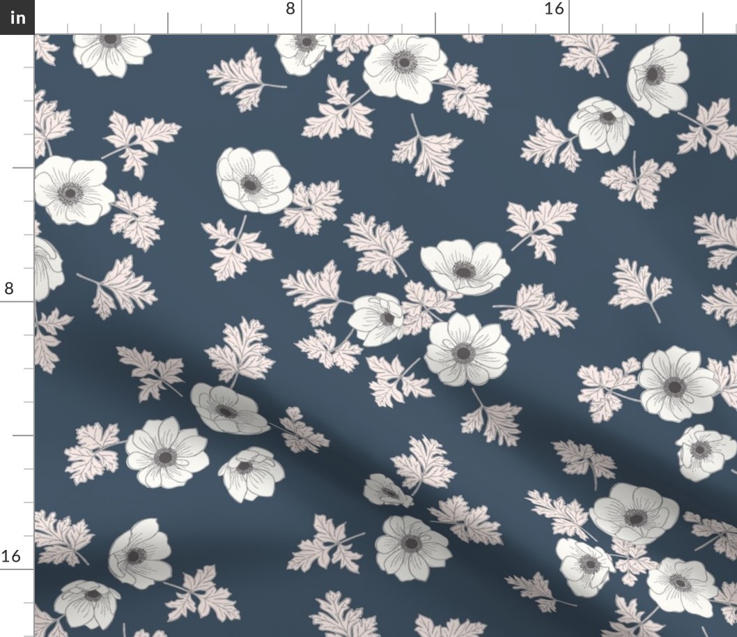 Anemone floral L in slate by Pippa Shaw