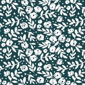 Small Scale - Isabella floral - dark teal green 