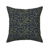 small scale - Isabella floral - navy and olive