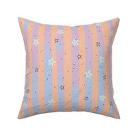 Starry Stripes- Apricot on Pastel Blue and Mauve // Large