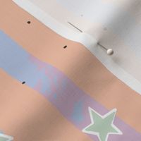 Starry Stripes- Apricot on Pastel Blue and Mauve // Large