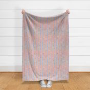 Starry Stripes- Apricot on Pastel Blue and Mauve // Large