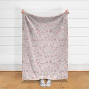 Romantic Rococo Damask Rose- Mauve-  Large- Romantic Home Decor- Romantic Linen Texture Wallpaper- Nursery- Baby Girl-  Spring