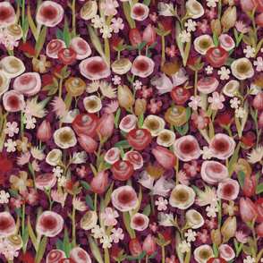 Floral hand painted_burgundy_busy