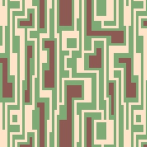Retro color blocks geometric bars jade green copper brown