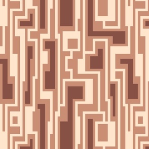 Retro color blocks geometric bars copper brown