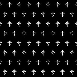 Orthodox Cross White on Black