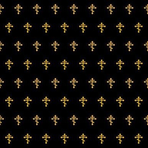 Orthodox Cross in Gold on Black