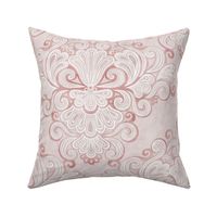 Rococo Damask Rose- Mauve-  Medium- Romantic Home Decor- Romantic Linen Texture Wallpaper
