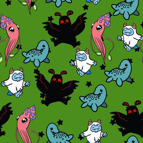 Kawaii Cryptids- Black and green 