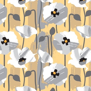 Poppies in yellow and gray