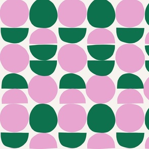 Pink & green shapes, playful, colorful, bold