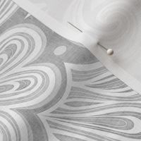 Rococo Damask Gray -Large Scale- Romantic Home Decor- Linen Texture Wallpaper