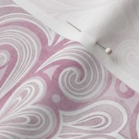 Rococo Damask Pink- Lilac- Medium- Romantic Home Decor- Linen Texture Wallpaper