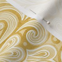 Rococo Damask Golden Yellow- Goldenrod- Medium- Romantic Home Decor- Romantic Linen Texture Wallpaper