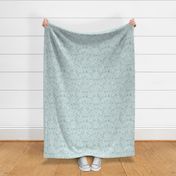 Rococo Damask Mint Green- Small Scale- Face Mask- Romantic Linen Texture Wallpaper