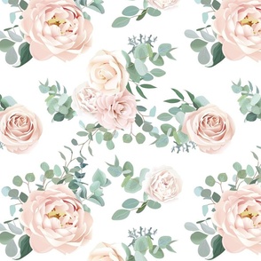 Rose and Eucalyptus - White