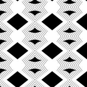 Black and white abstract with diamonds