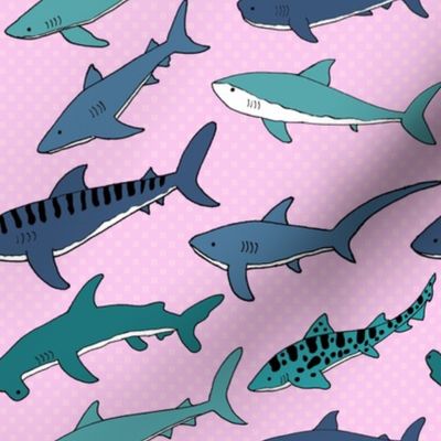 Colorful Shark Friends - Pink