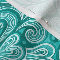 Rococo Damask Turquoise- Peacock- Medium- Romantic Home Decor- Romantic Linen Texture Wallpaper