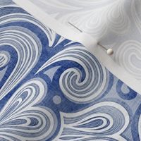 Rococo Damask Royal Blue- Medium- Romantic Home Decor- Romantic Linen Texture Wallpaper