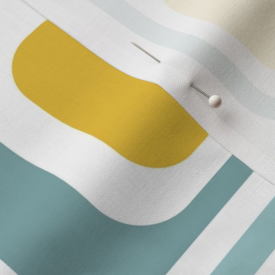 retro ovals teal grey mustard white