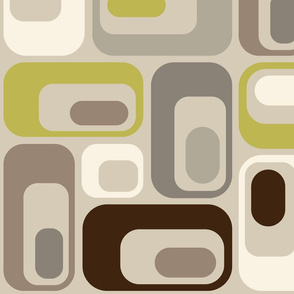 retro ovals beige green chocolate brown cream  greige taupe lime apple