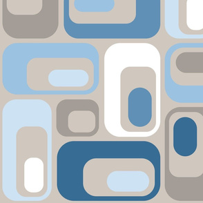 retro ovals blue grey white taupe