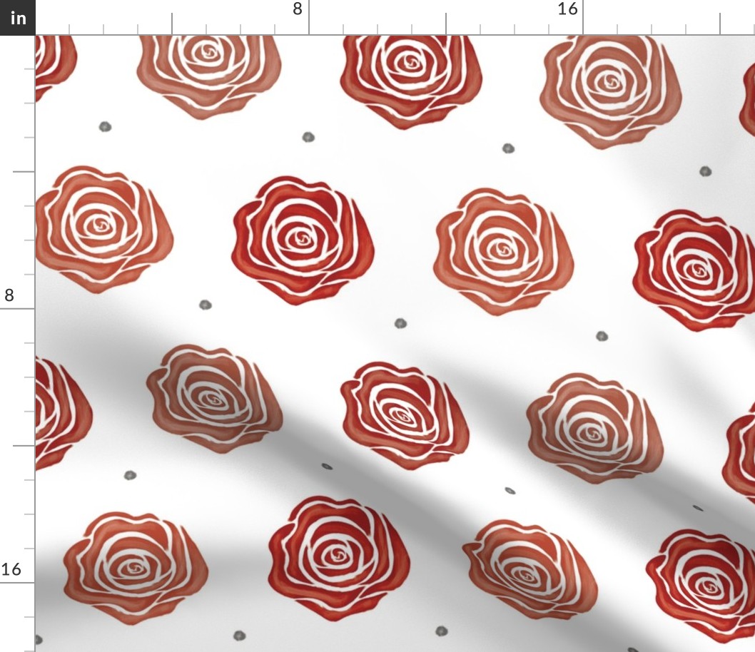 Roses and Dots - Red