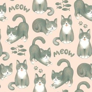 Cute Cats - on pale peach pink 
