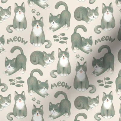 Cute Cats - on pale neutral tan 