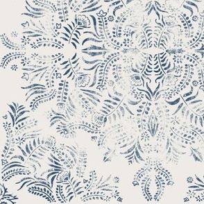 Jungle Damask Rustic Navy on Farmhouse White // standard