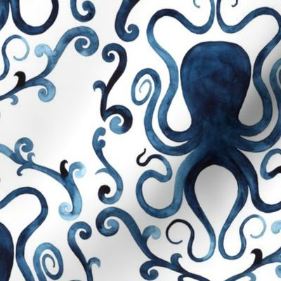 Rococo octopus indigo