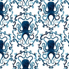 Rococo octopus indigo