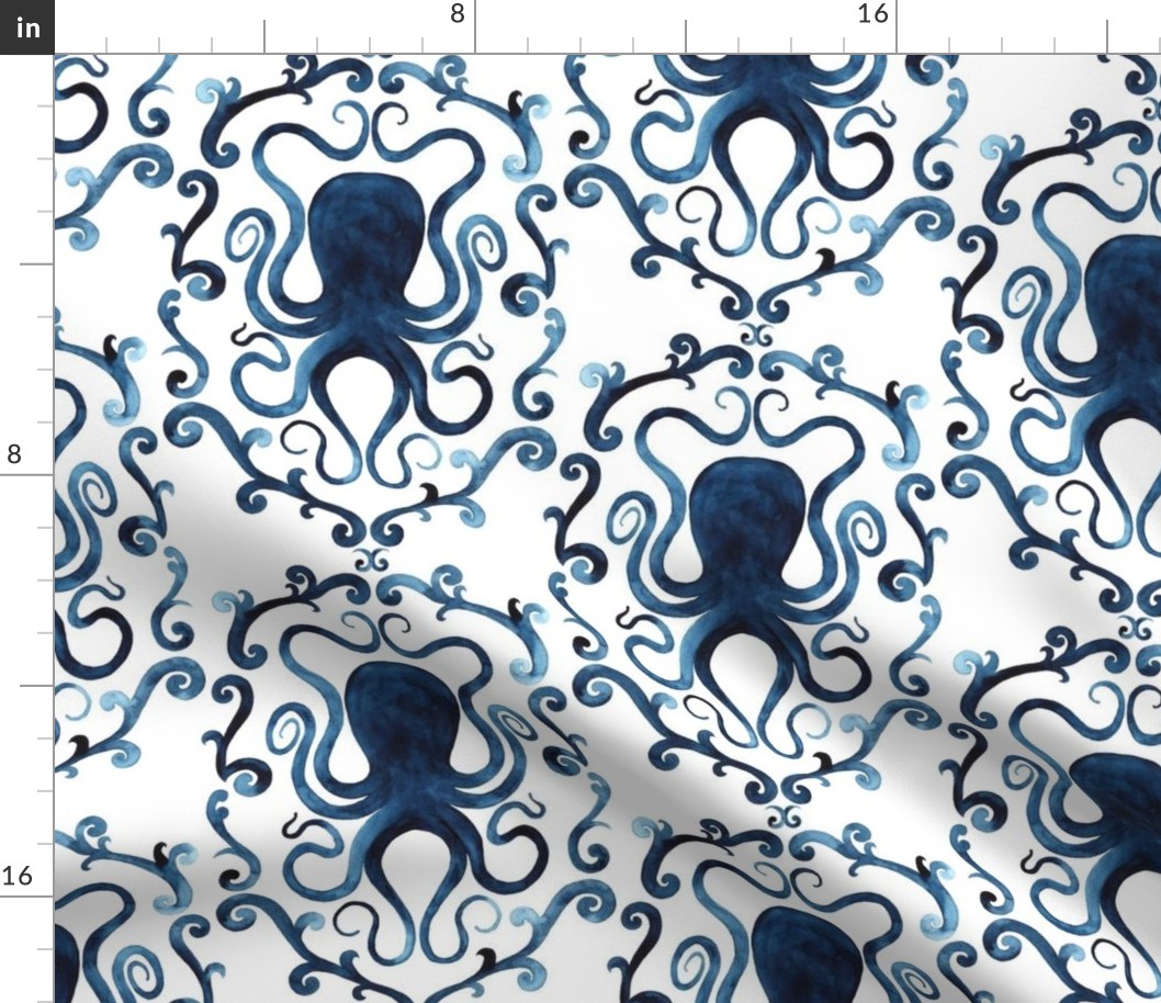 Rococo octopus indigo