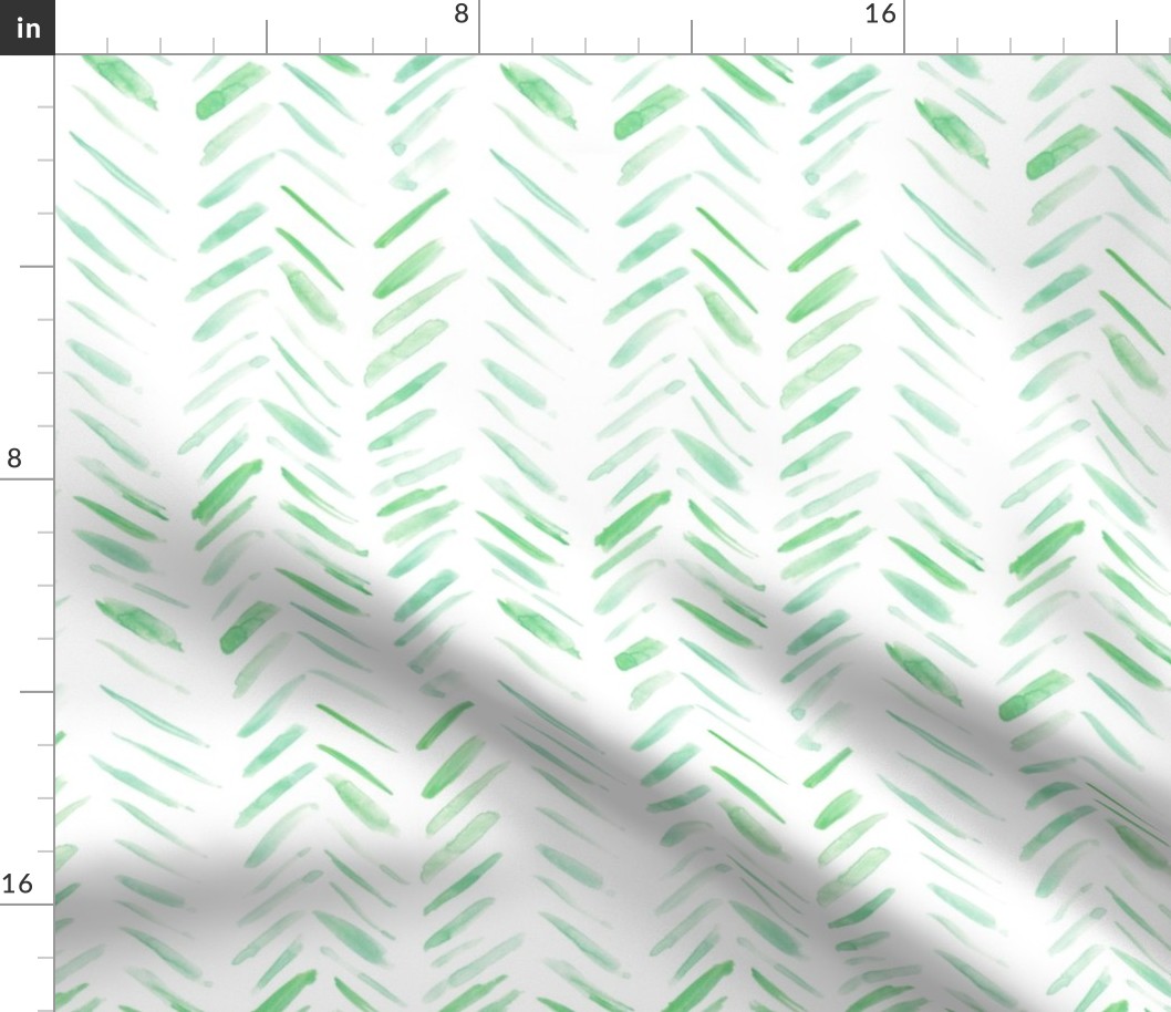 Celadon green brush strokes watercolor herringbone - modern painted geometrical abstract pattern a134-7