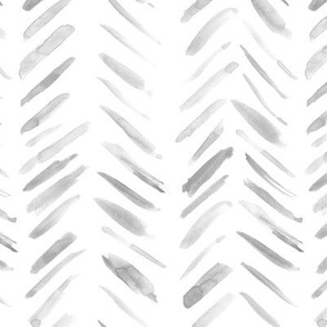 Platinum grey brush strokes watercolor herringbone - modern painted geometrical abstract pattern a134-10