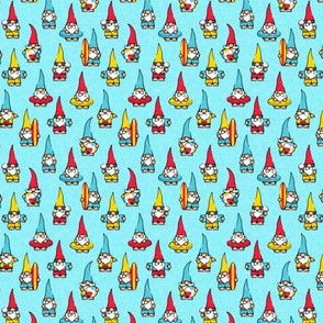 (micro scale) summer gnomes - summertime/beach - red and yellow on light blue - C21