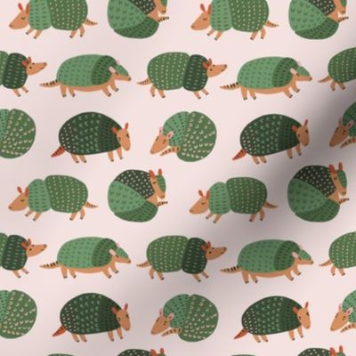 Armadillos on pink background