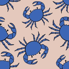 Beach Crabs - Navy and Coral